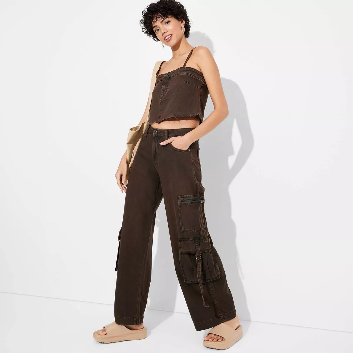 Women's Mid-Rise Wide Leg Cargo Baggy Pants - Wild Fable™ | Target