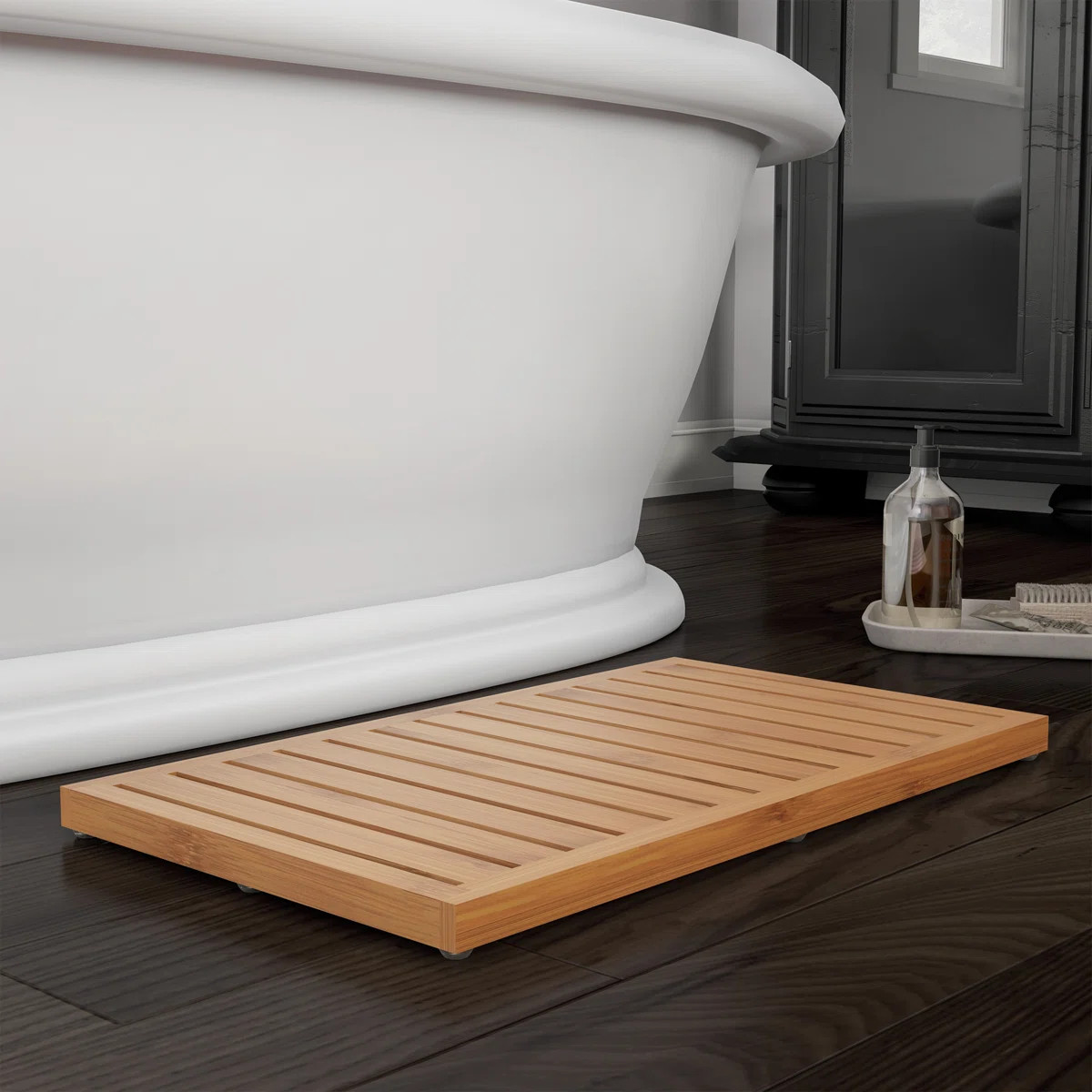Lavish Home Bamboo Bathroom Mat - Eco-Friendly Non-Slip Design Mat - Suitable for Indoor and Outd... | Wayfair North America