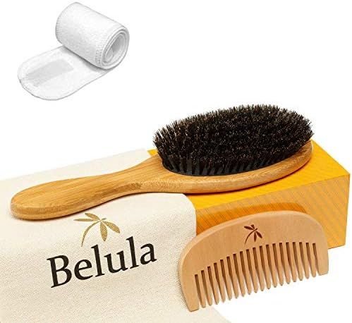 100% Boar Bristle Hair Brush Set. Soft Natural Bristles for Thin and Fine Hair. Restore Shine And Te | Amazon (US)