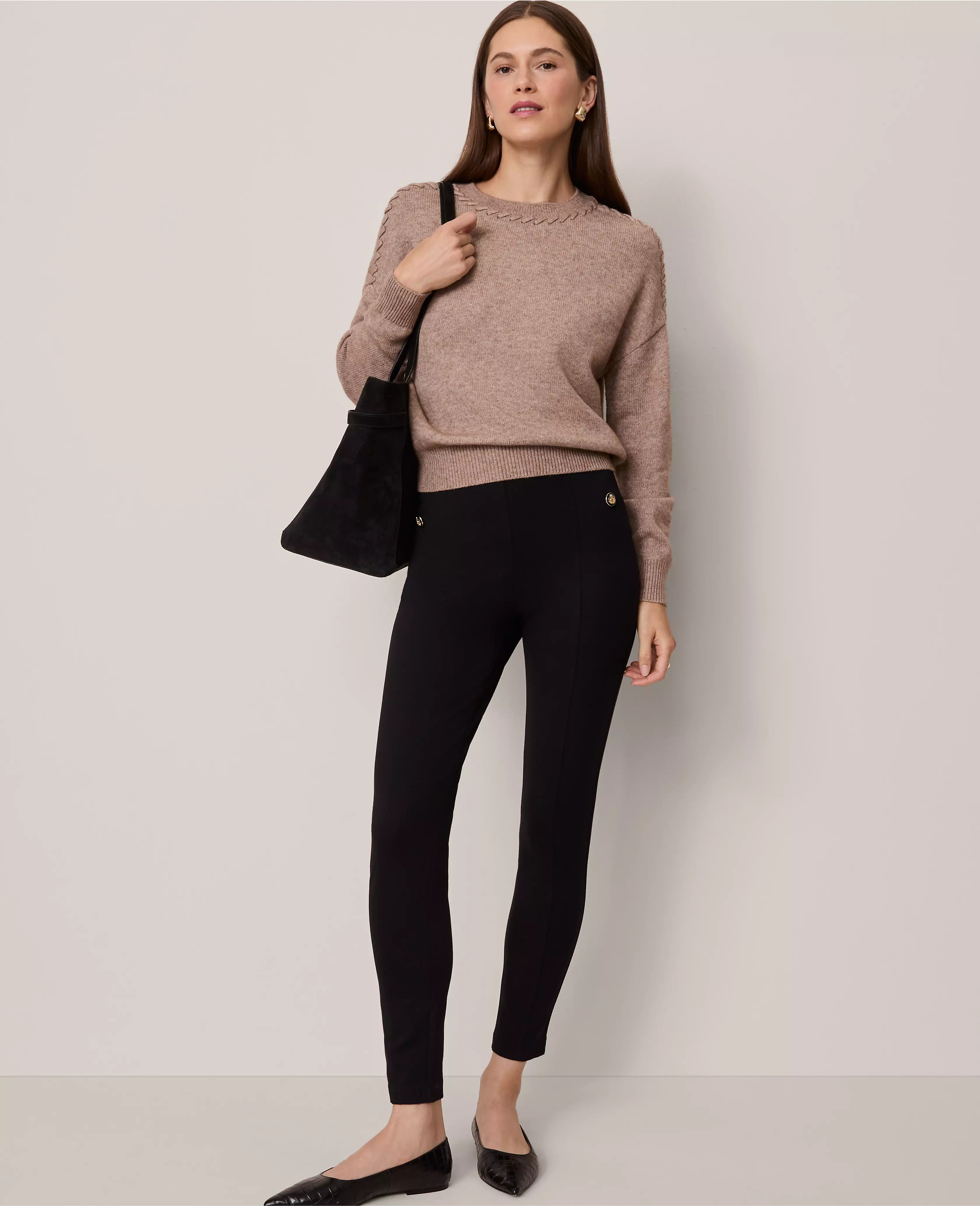 The Seamed Button Legging in Ponte | Ann Taylor