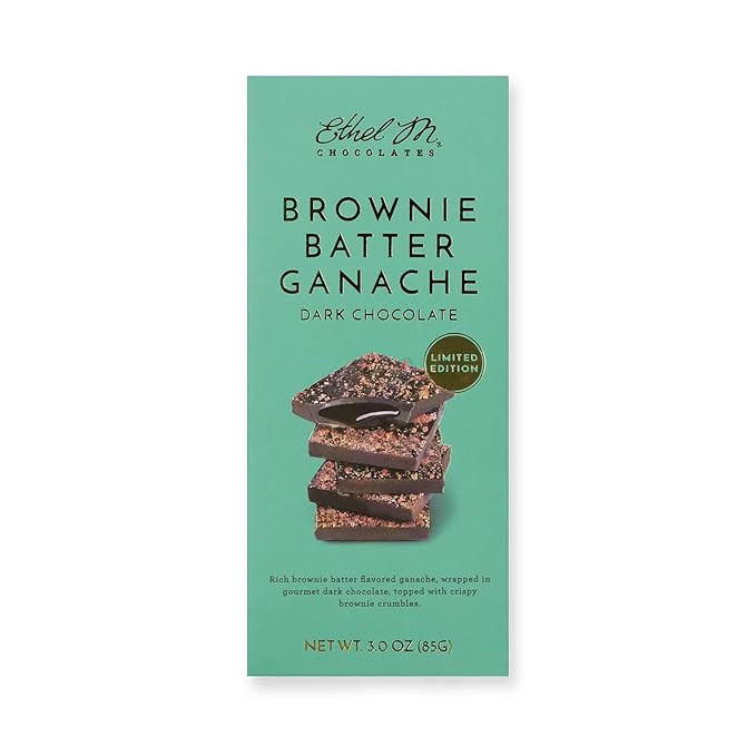 Ethel M Chocolates Holiday Brownie Batter Ganache Dark Chocolate Gourmet Tablet Bar (85g) | Amazon (US)