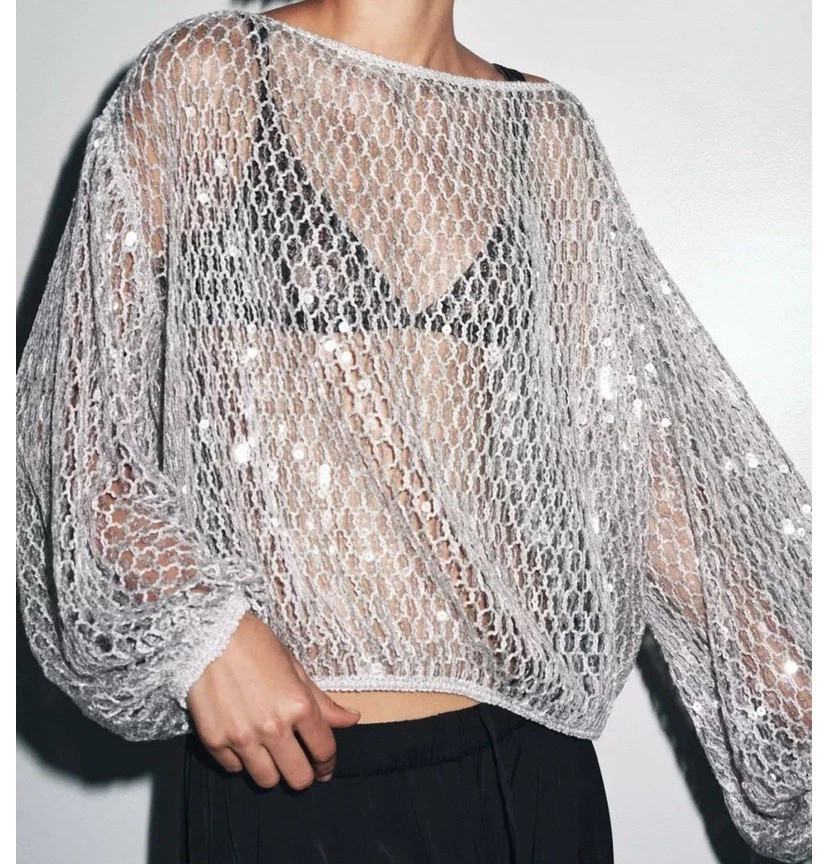 ZARA ZW COLLECTION SEQUIN TOP Silver | 4831/040/808 | eBay US