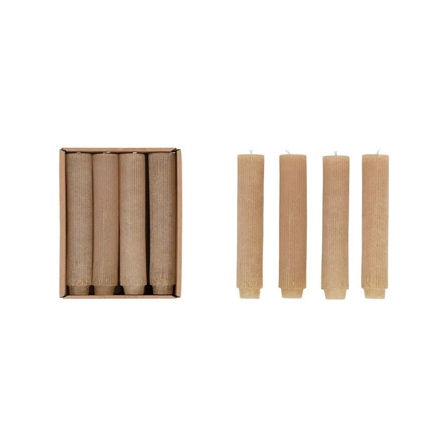 5” Pleated Taper Candles in Linen - Set of 12 | APIARY by The Busy Bee