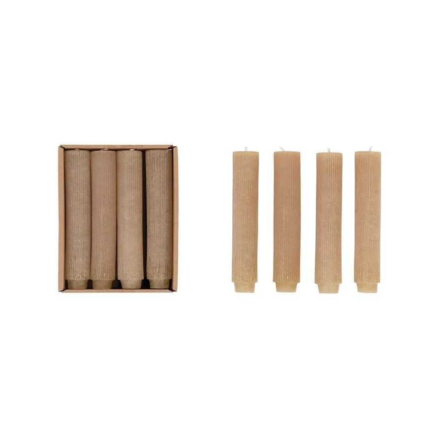 5” Pleated Taper Candles in Linen - Set of 12 | APIARY by The Busy Bee