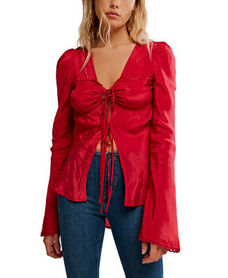 Free People Women's Bali Ariel Deep V-Neck Front Tie Top - Macy's | Macy's