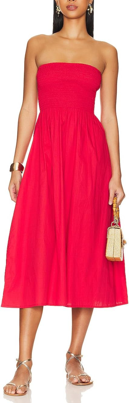 Aigeman Women Strapless Tube Maxi Dress Flowy Swing Long Sundress Sleeveless Summer Boho Beach Dr... | Amazon (US)