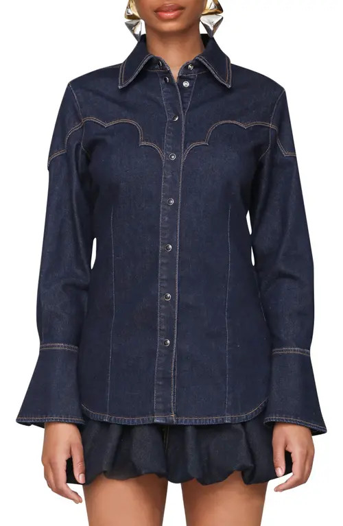 Avec Les Filles Western Denim Shirt in Fell Wash at Nordstrom, Size Medium | Nordstrom
