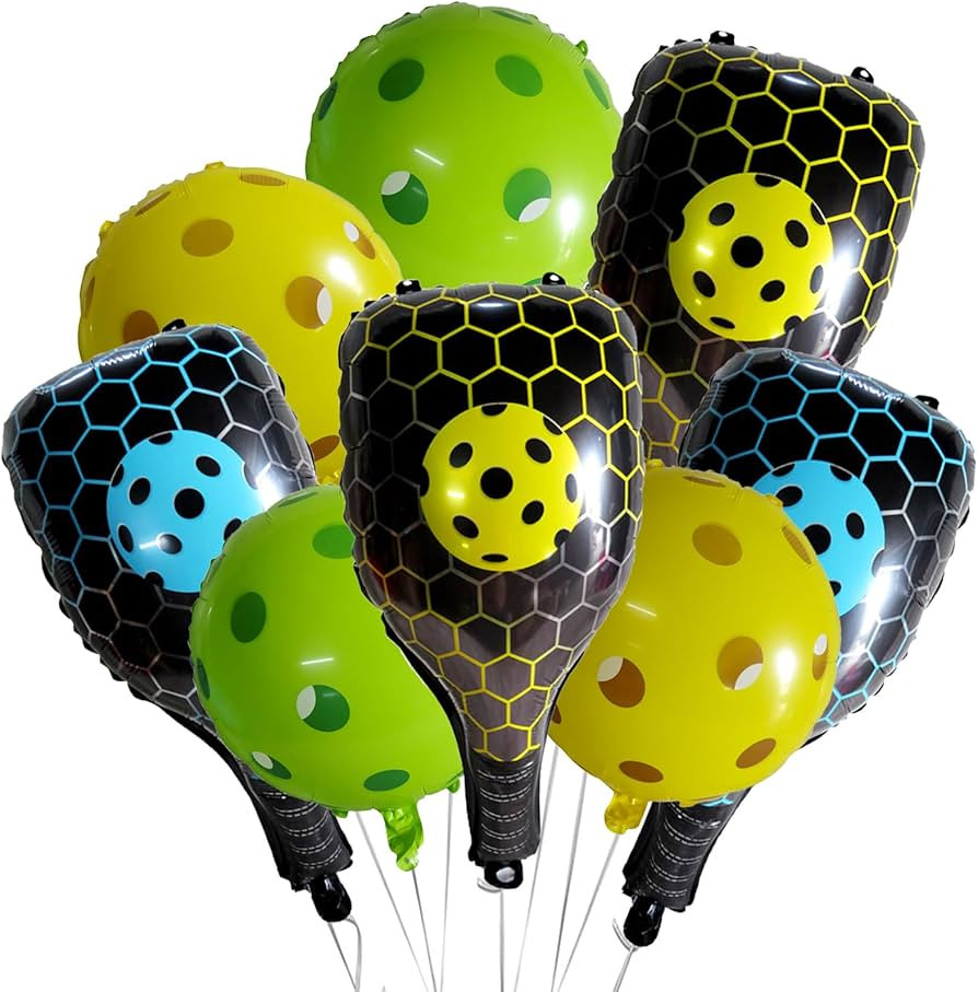 8Pcs Pickleball Party Balloons Decorations Pickleball Foil Balloons Racket Balloons for Sports Pi... | Amazon (US)