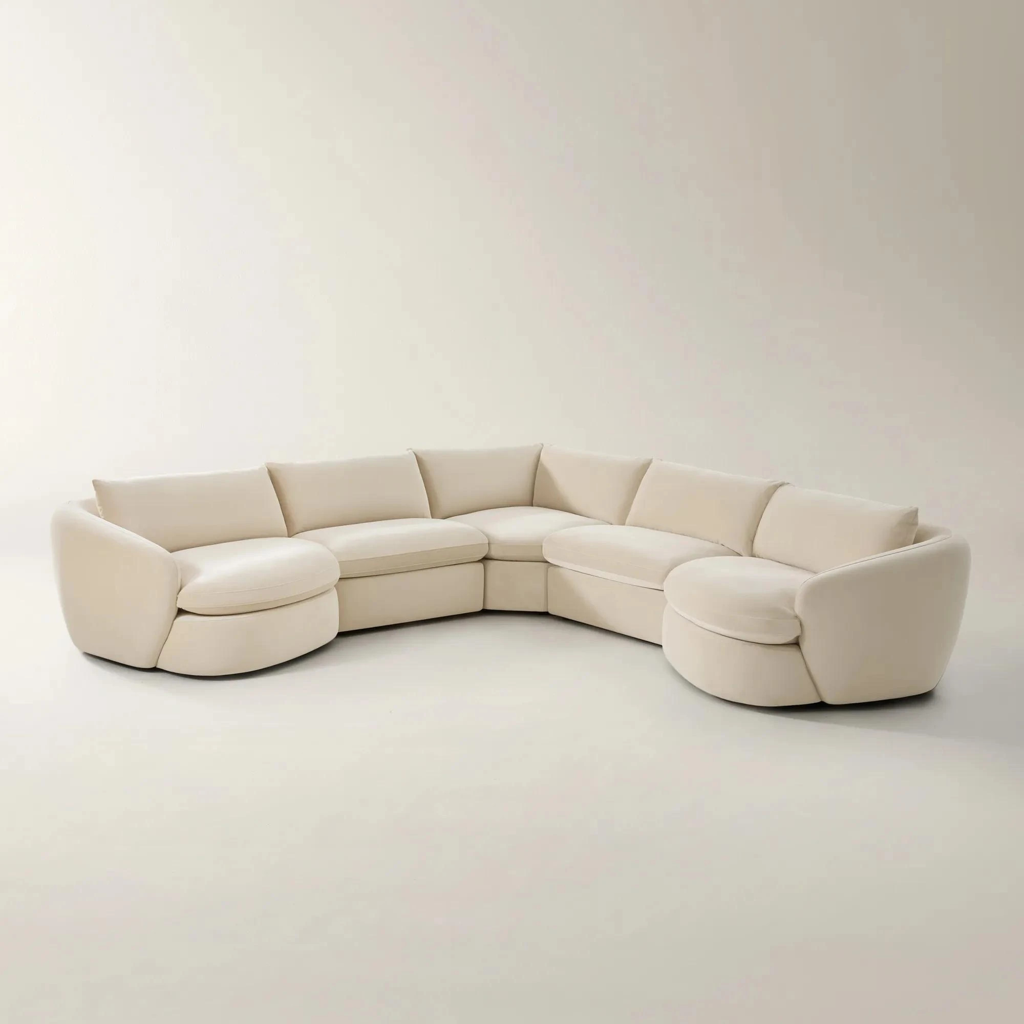 Sabrina L-Shaped Velvet Sectional Sofa (148"-188") - Oatmeal | Z Gallerie