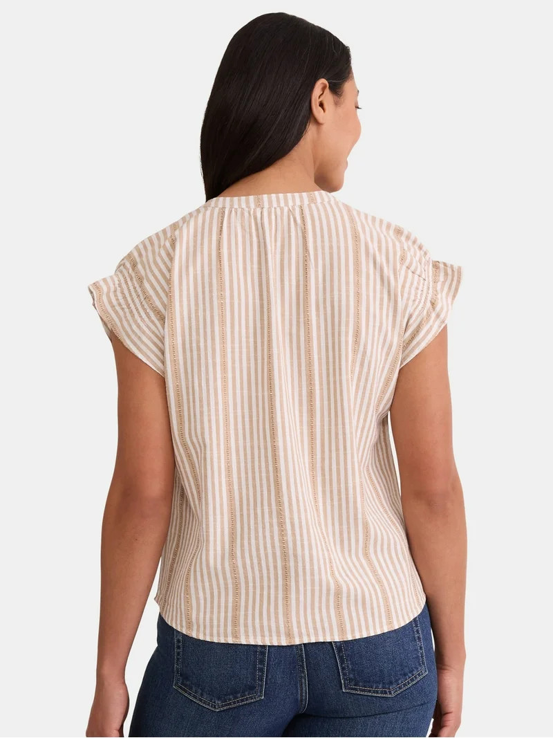 Time & Tru Women's Ruffle Collar Tank, Sizes XS-XXXL | Walmart (US)