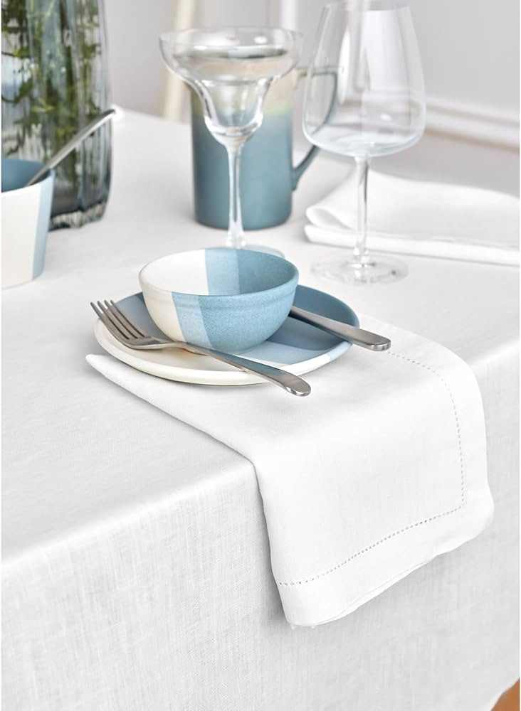 Solino Home White Linen Tablecloth 70 x 108 Inch - 100% Pure Linen Prewashed Sonoma Table Cloth f... | Amazon (US)
