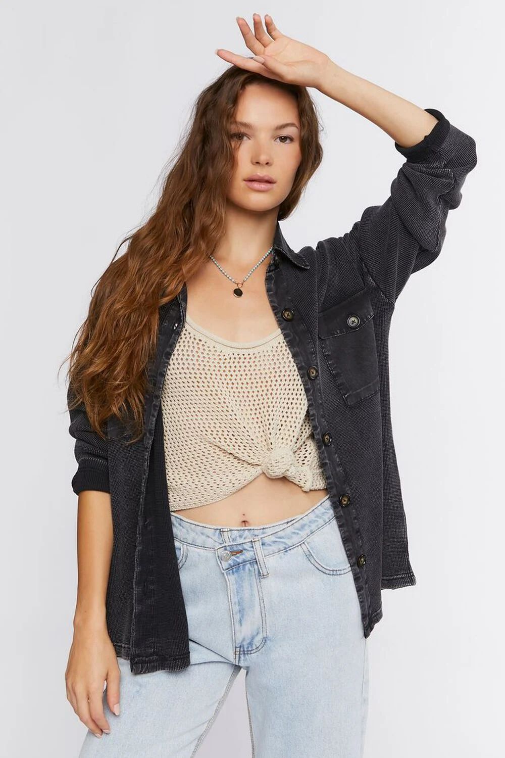 Drop-Sleeve Button-Up Shacket | Forever 21 | Forever 21 (US)