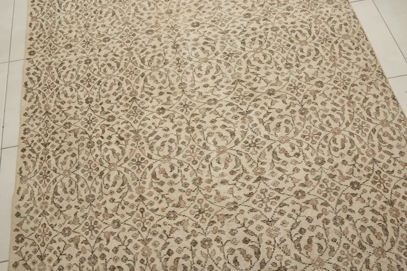 Antique Oushak Rug, Vegetable Dyed Rug, Farmhouse Rug, Worn Rug, Turkish Wool Rug, 5.3 X 8.8 Ft, ... | Etsy (US)