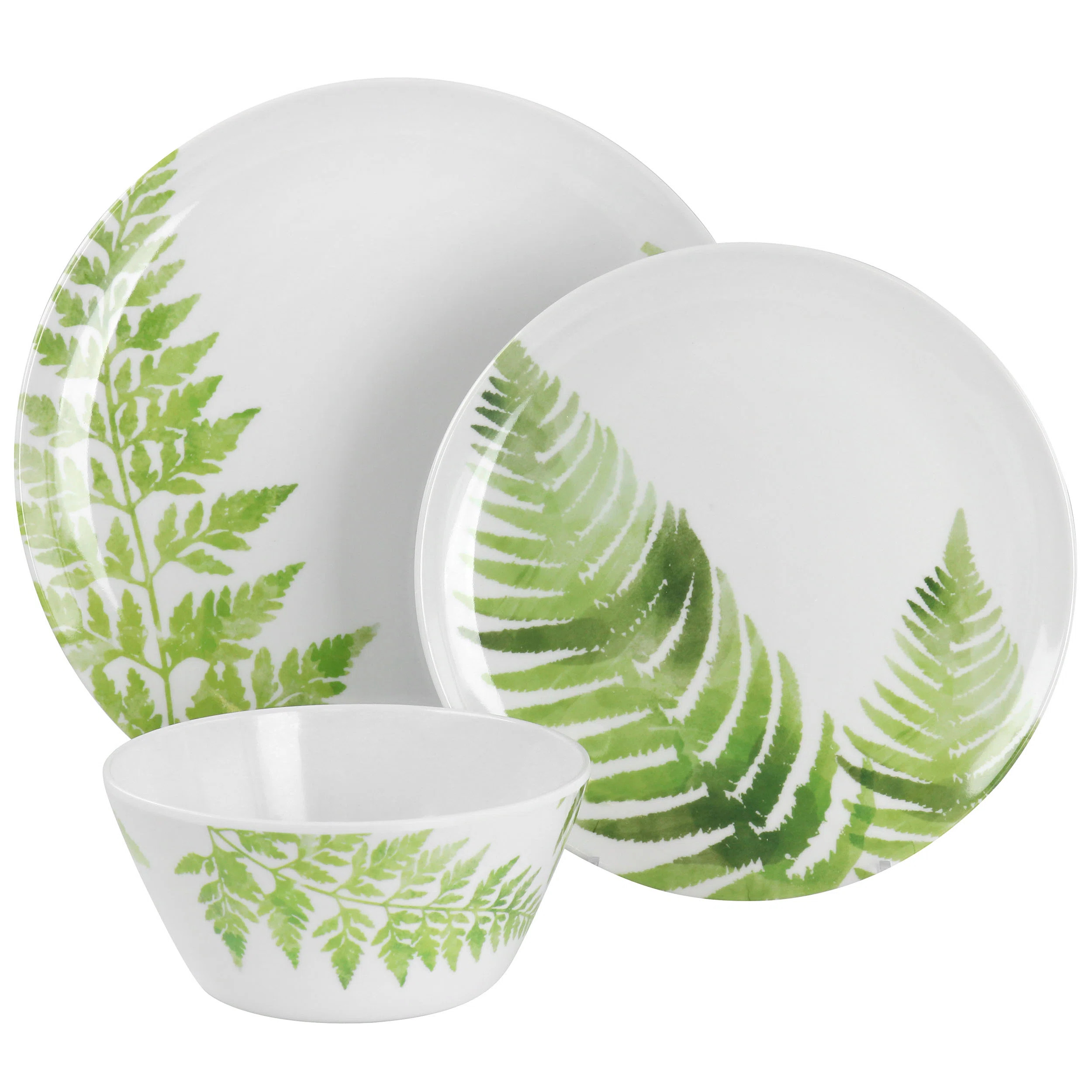Martha Stewart Fernview 12 Piece Melamine Dinnerware Set in Green | Wayfair | Wayfair North America