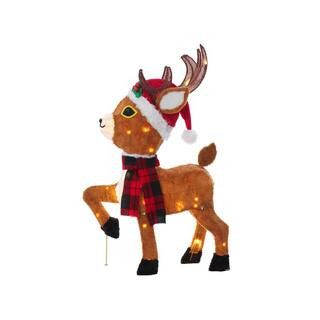36 in. Tall  UL LED Lighted Christmas Plush Tinsel Reindeer Sculpture ES-69290 - The Home Depot | The Home Depot