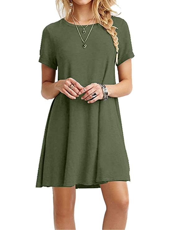 TINYHI Women's Swing Loose T-Shirt Fit Comfy Casual Flowy Cute Swing Tunic Dress | Amazon (US)