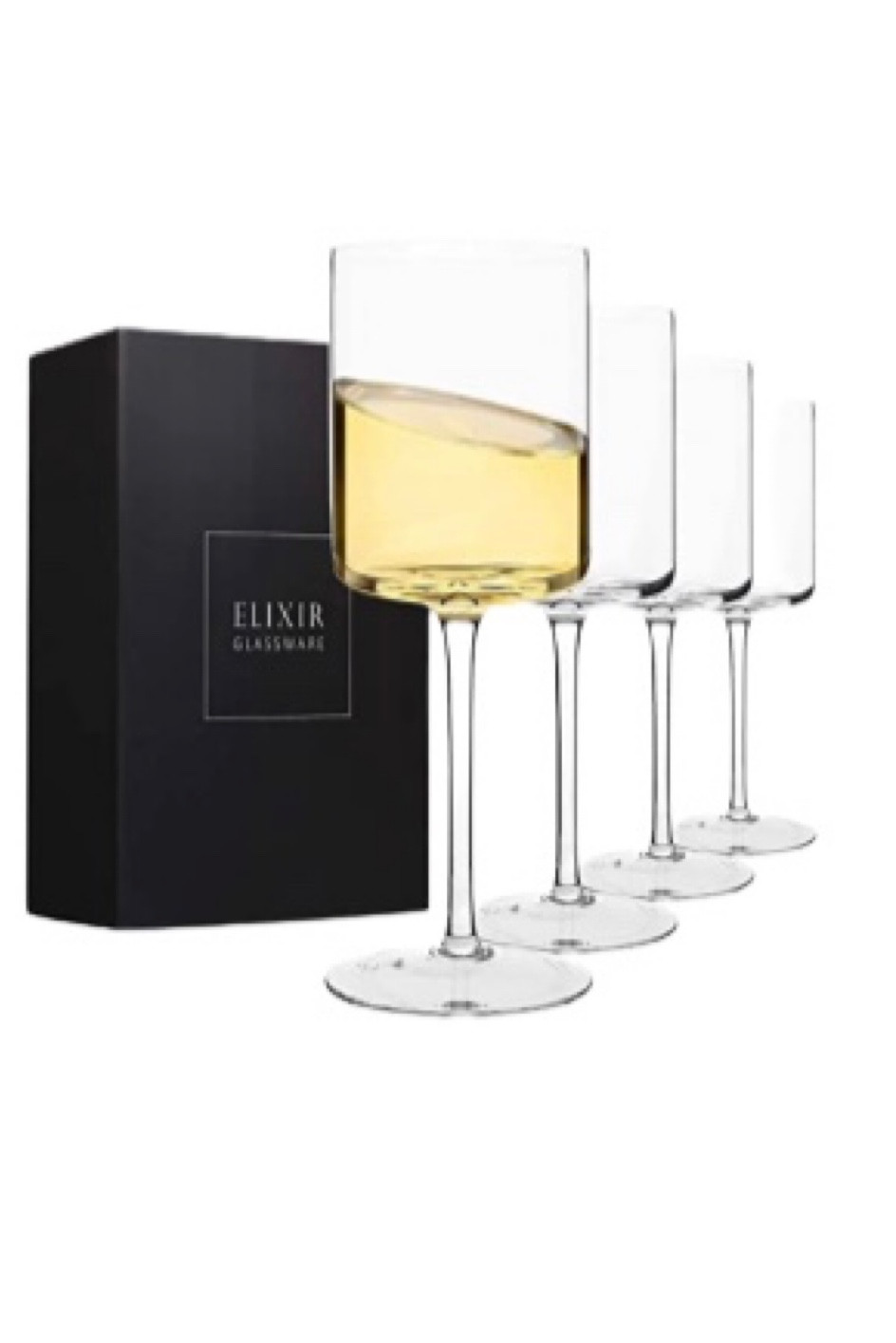 Elixir Glassware Crystal Wine Glasses - Set of 4 - 14 oz Stemware