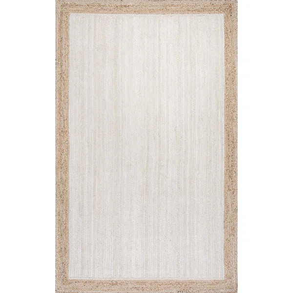 Palermo Casual Bordered Power Loom Jute Off White Rug | Wayfair North America