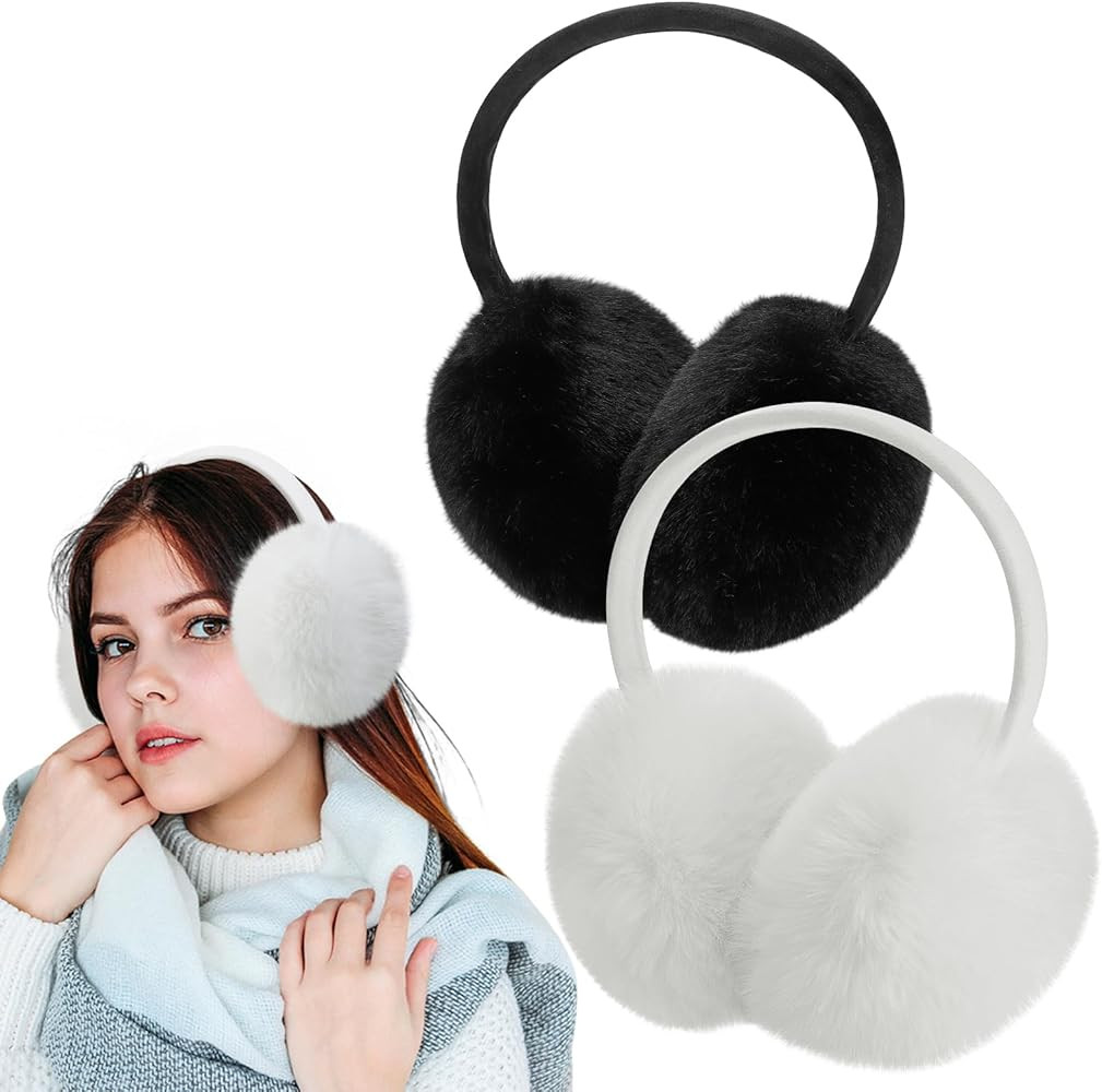 MADHOLLY 2Pack Adjustable Faux Fur Earmuffs- Soft Warm Ear Muffs Gifts for Women Men Winter | Amazon (US)