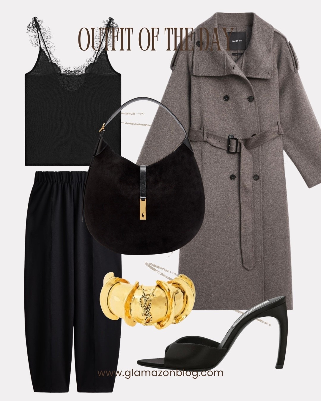 Chic outfit, Ralph Lauren bag, balloon trousers, ysl cuff, suede bag, Victoria Beckham mules, wool coat, wool trench 

#LTKfestive #LTKwinter #LTKstyletip