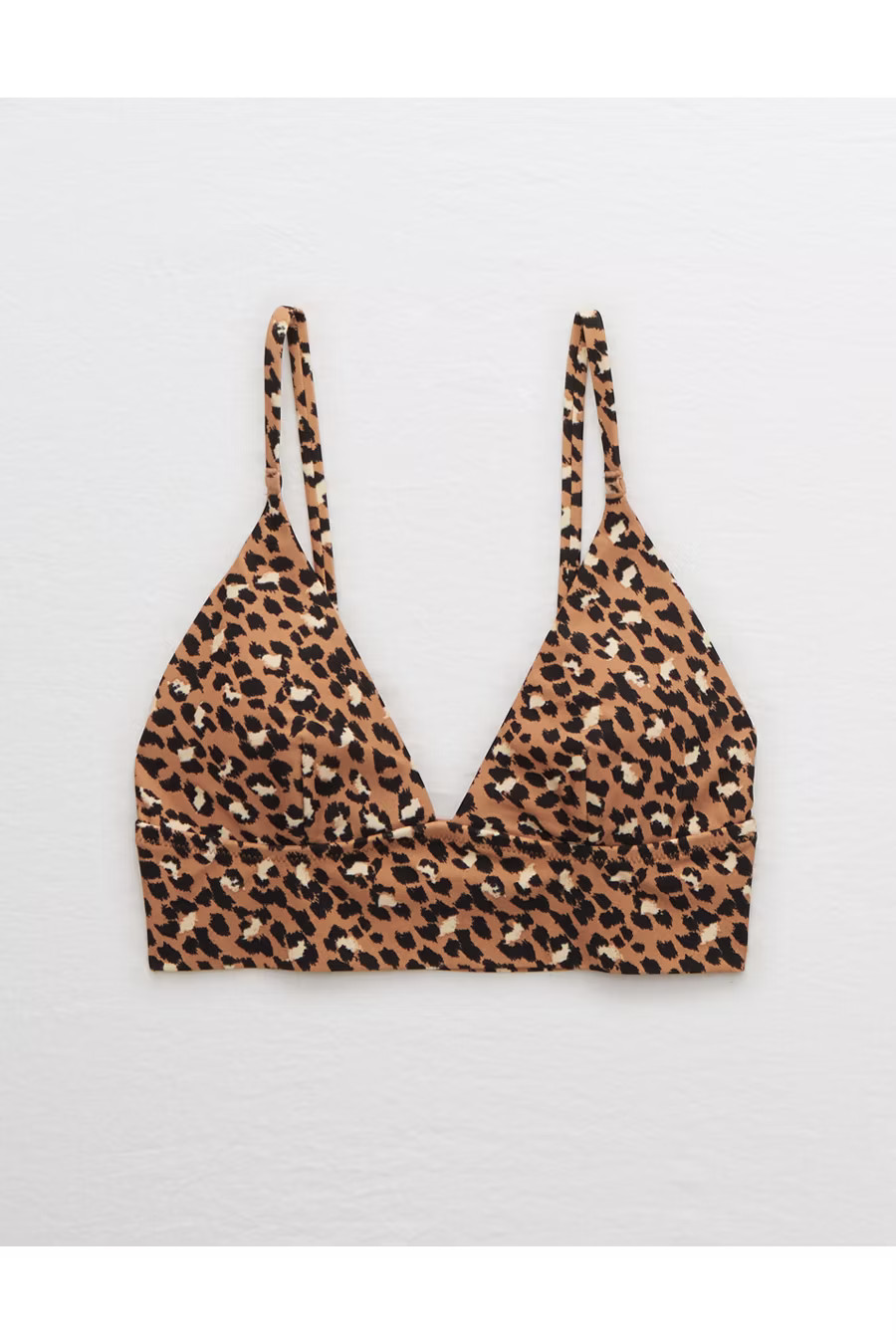 Aerie Leopard Longline Triangle Bikini Top Women's Raw Sienna XXS | American Eagle Outfitters (US & CA)