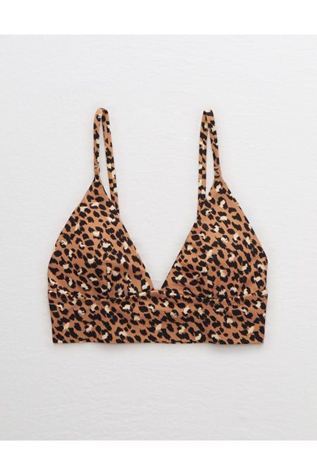 Aerie Leopard Longline Triangle Bikini Top | American Eagle Outfitters (US & CA)