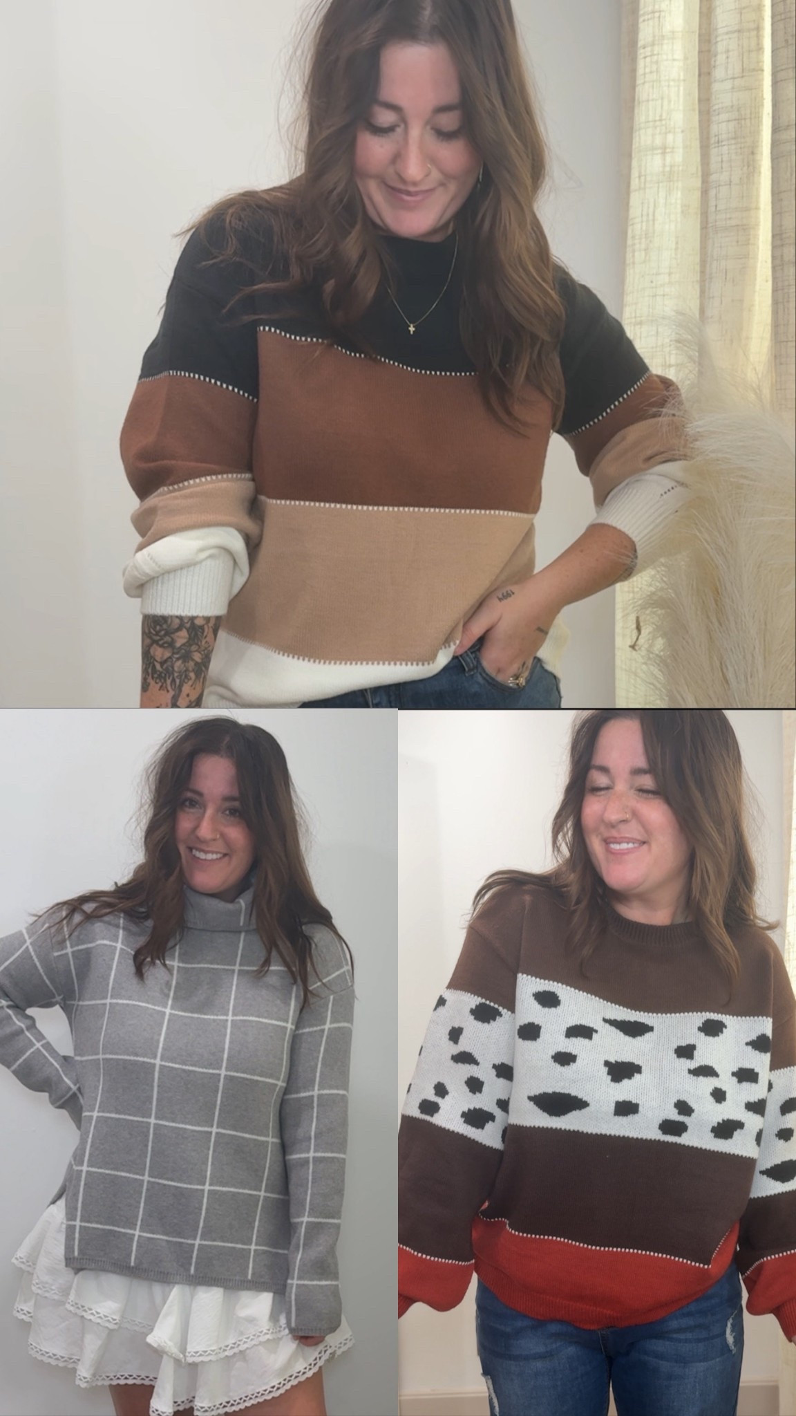 3 sweaters that aren’t basic solid color! Wearing medium in every sweater! In the colorblock ones I got the style “black” and “2143 khaki” 5’1 size 8!

#LTKFindsUnder50 #LTKootd #LTKPetite