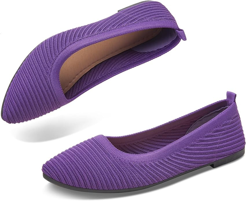 ALTOCIS Womens Knit Ballet Flats Ladies Comfortable Pointed-Toe Dressy Shoes Casual Soft Flat Sho... | Amazon (US)