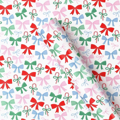 40" 125 sq ft Christmas Roll Wrap Multi Bows on White - Wondershop™ | Target