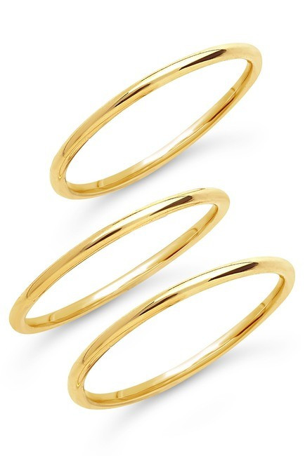 14K Gold Plated Sterling Silver 3-Piece Band Ring | Nordstrom Rack