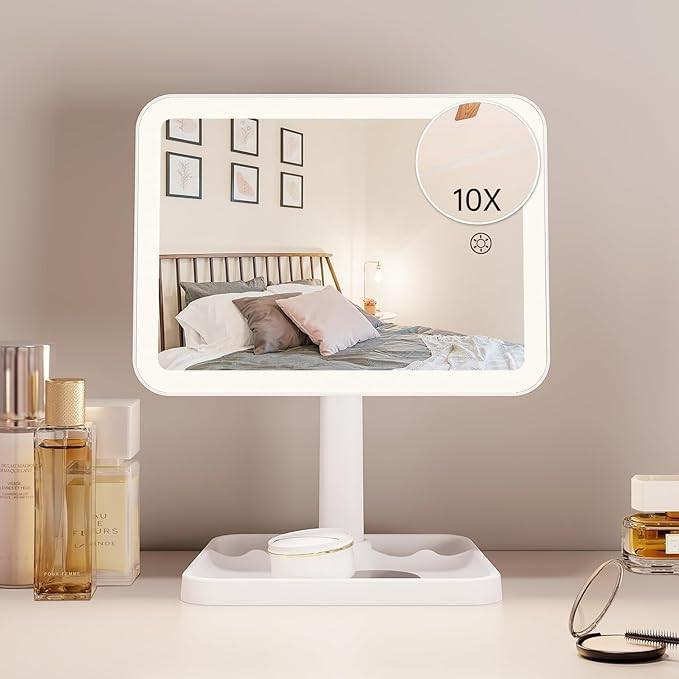 FUNTOUCH Rechargeable Lighted Mirrors for Makeup, 2000mAh, 10X Magnification/3 Color Lighting Por... | Amazon (US)