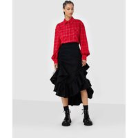 Asymmetric Ruffled Skirt - Black / M | Urban Revivo