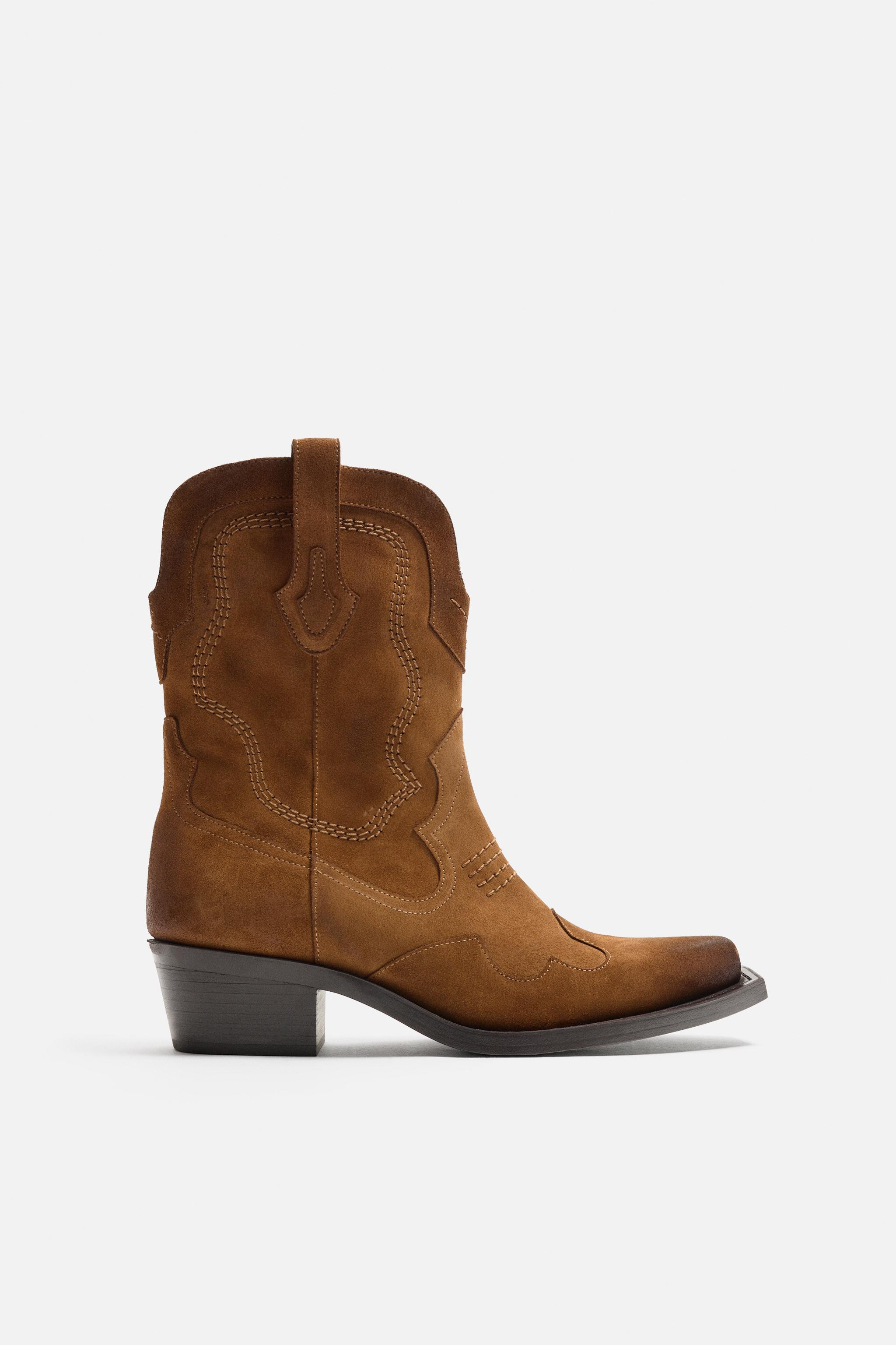 LEATHER COWBOY BOOTS | Zara UK