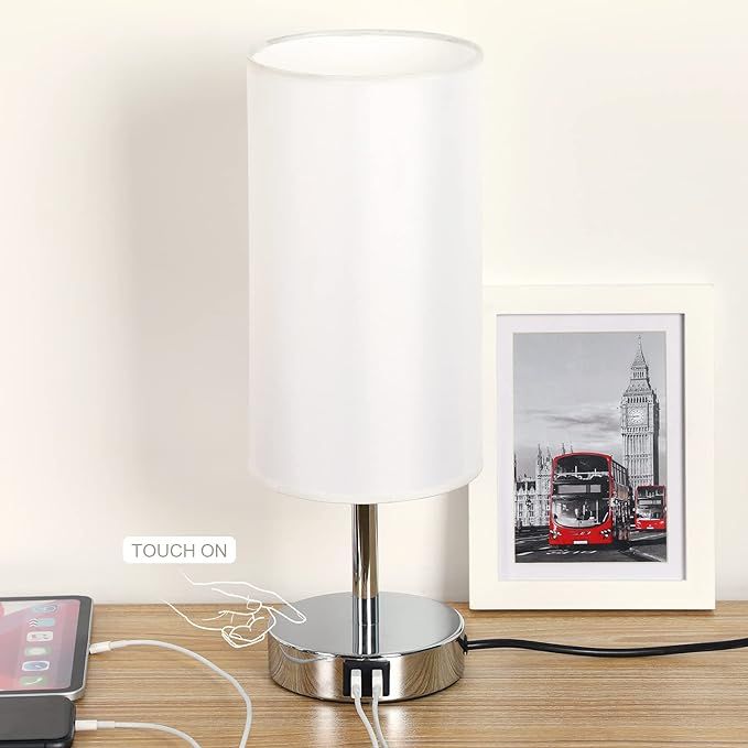 Bedside Lamp with USB Port - Touch Control Table Lamp for Bedroom 3 Way Dimmable Nightstand Lamp ... | Amazon (US)
