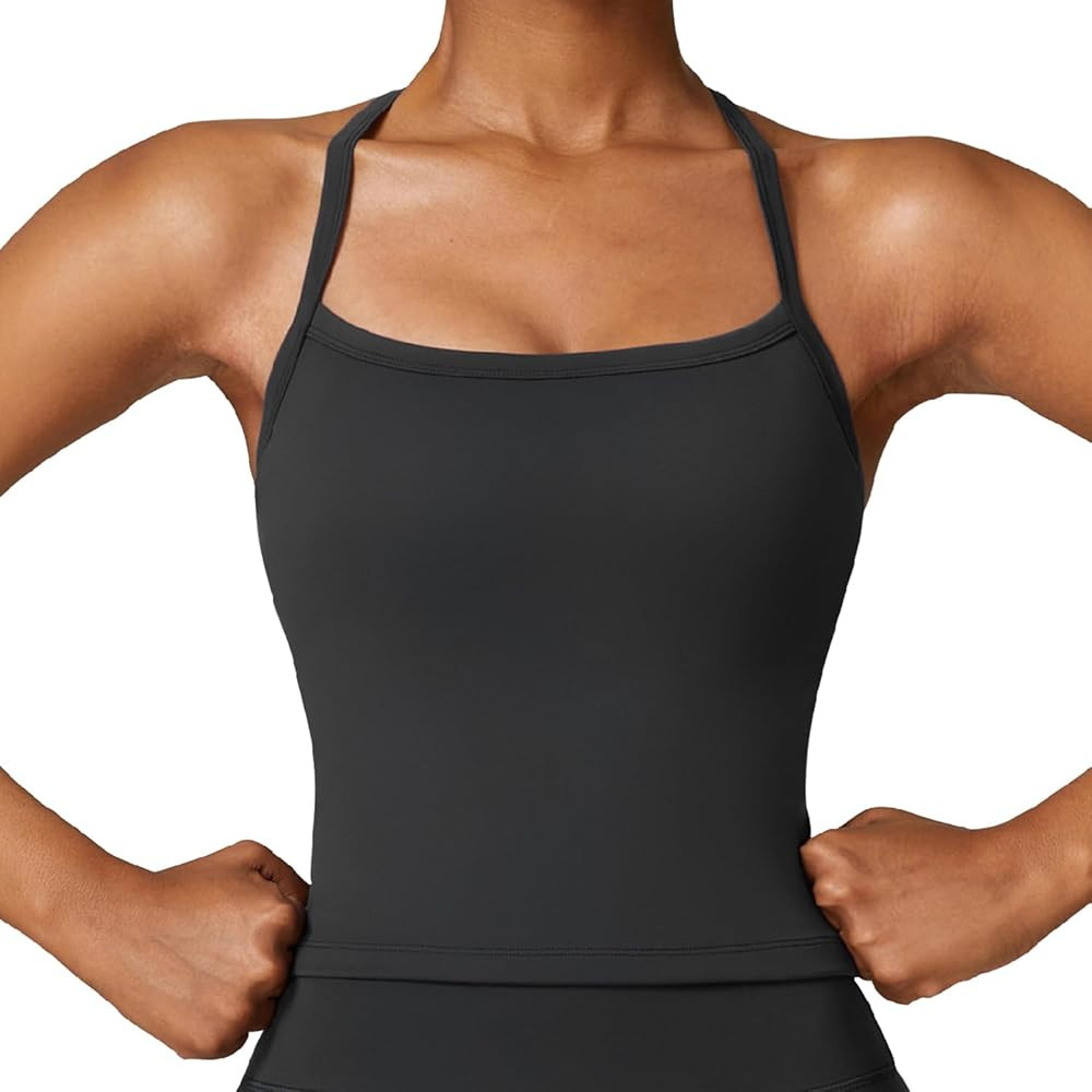 Cross Back Tank Top for Womens (2025 NEW), Sports Bras Cross Back for Active Gym Yoga Padded Work... | Amazon (US)