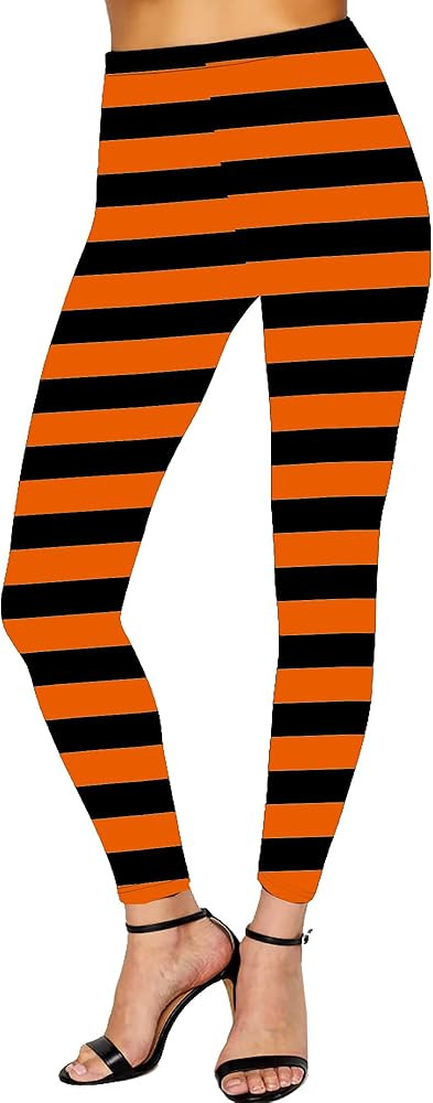 Deerose Women Halloween Costume Striped Legging Thanksgiving Day Turkey Leggings | Amazon (US)