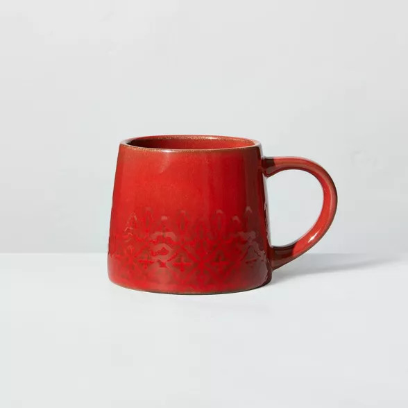 Etched Lace Pattern Stoneware Mug Red - Hearth & Hand™ with Magnolia | Target