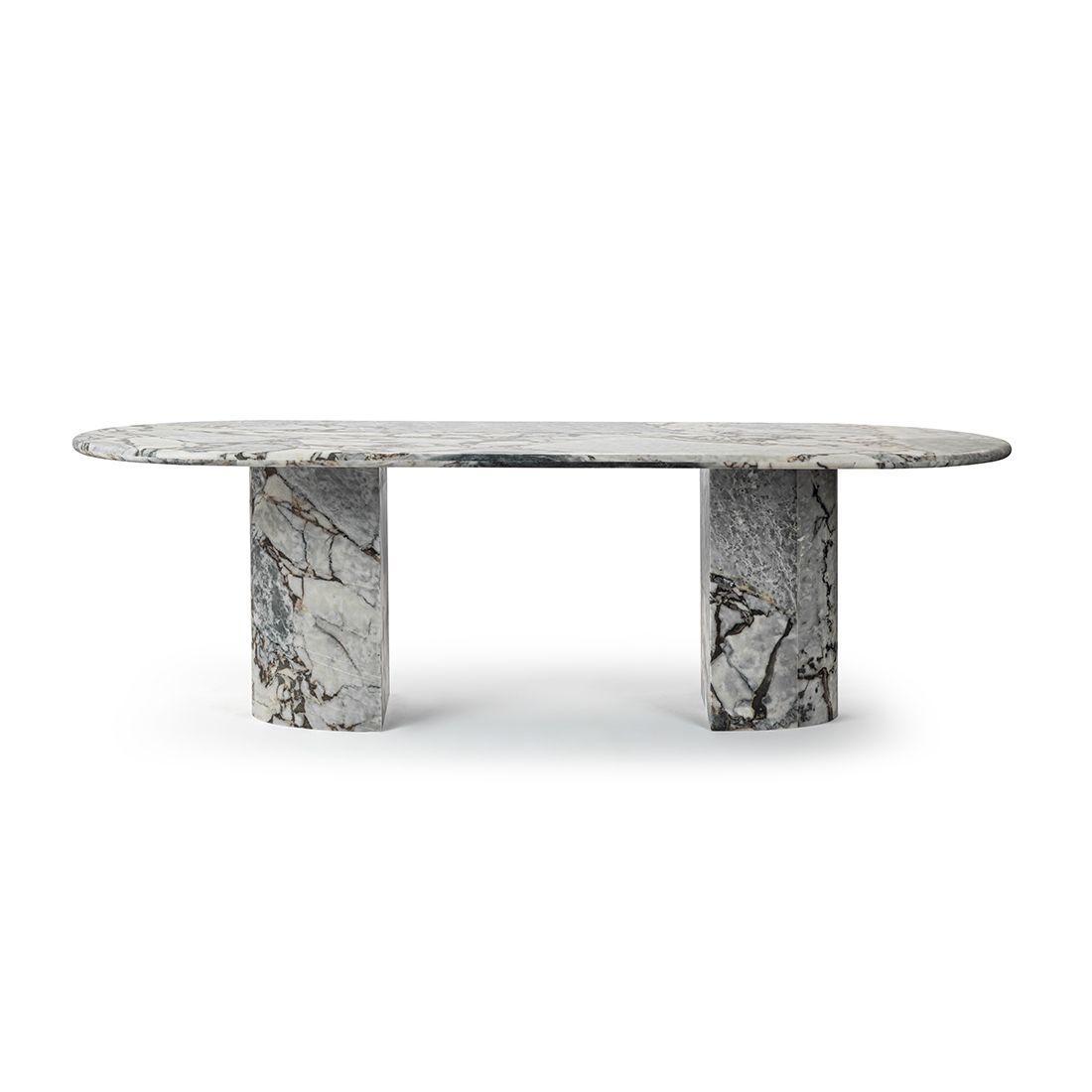 Milan Oval Stone Dining Table with Half Cylinder Legs | Eternity Modern