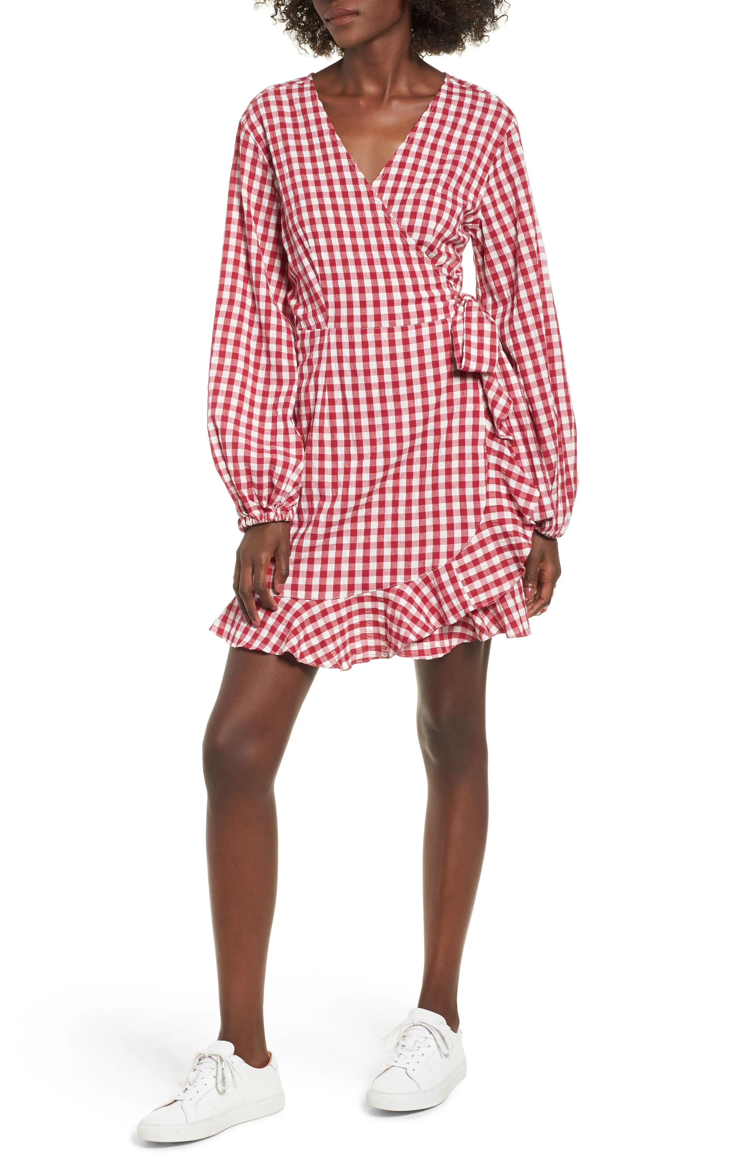 SP Black Gingham Wrap Dress | Nordstrom