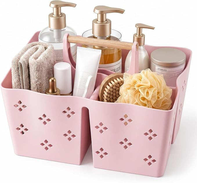 GVY Plastic Shower Caddy Portable, Large Capacity Shower Basket with Handle, Divided Bathroom Toi... | Amazon (US)