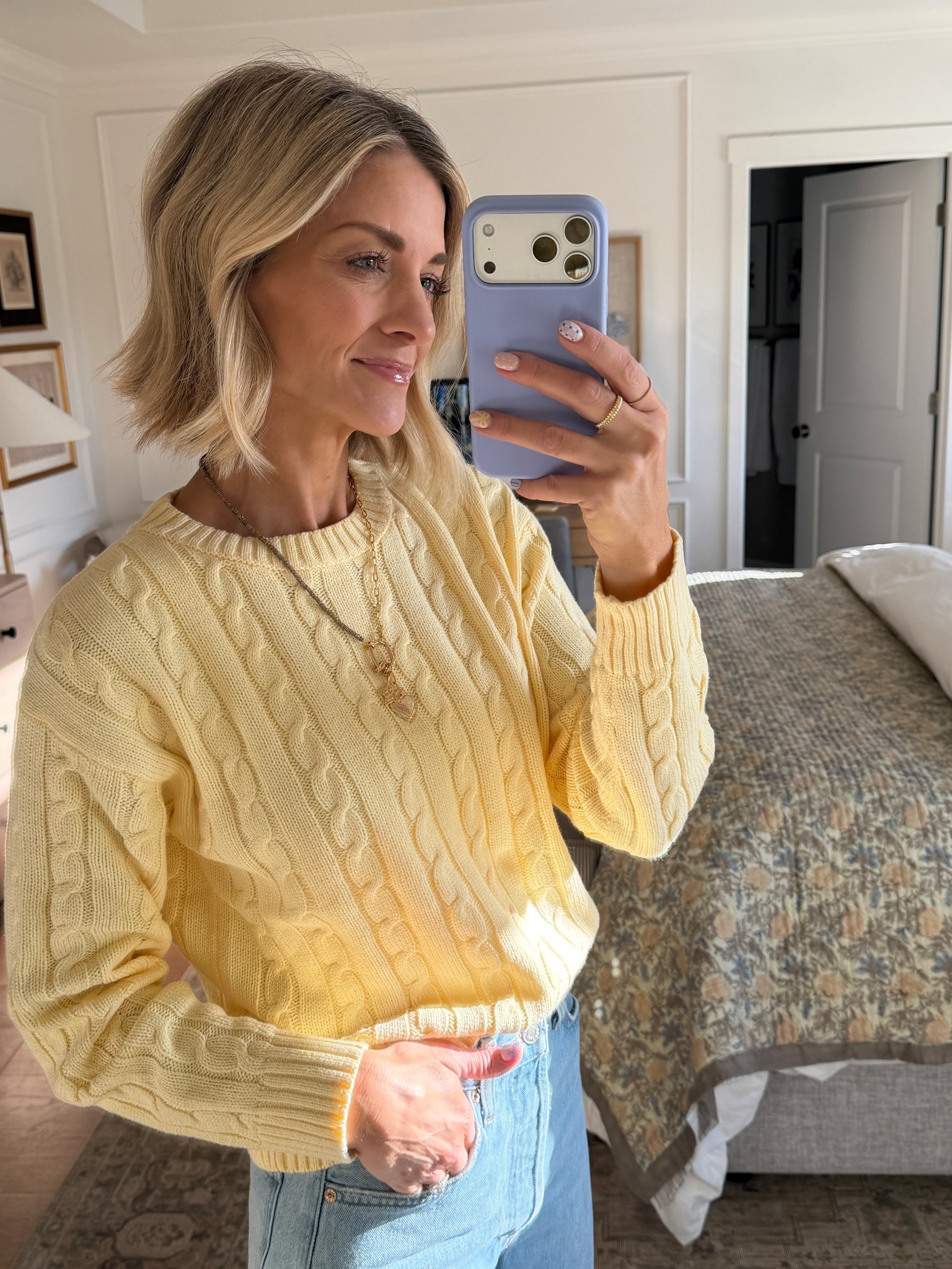 Butter yellow has my heart. This sweater is on clearance and so good! I grabbed one size up from my normal small.

#LTKSeasonal #LTKOver40 #LTKootd