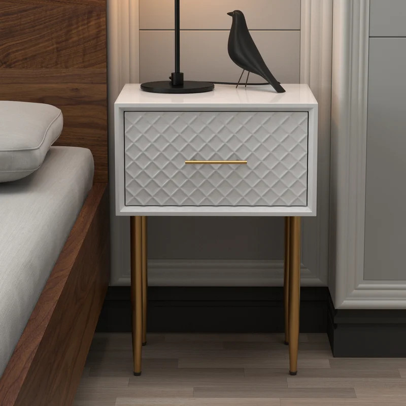 Middlewich Modern One Drawer White Nightstand End Table | Wayfair North America
