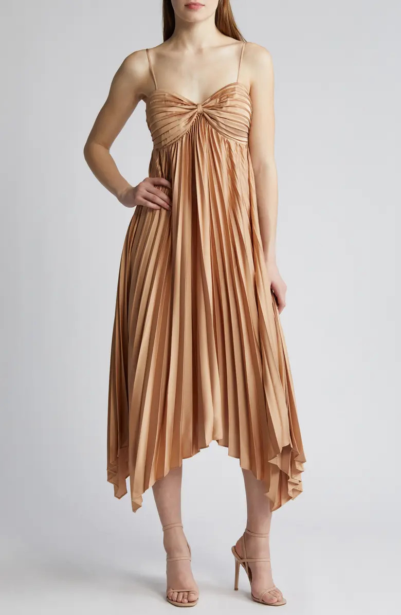 Vikki Pleated Sleeveless Satin Maxi Dress | Nordstrom