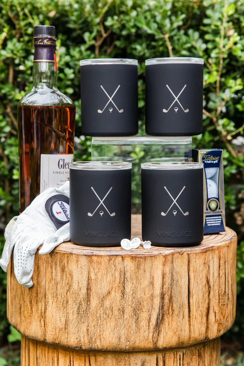 Limited Edition Golfer Set of 4 Whiskey in Black | Vinglace