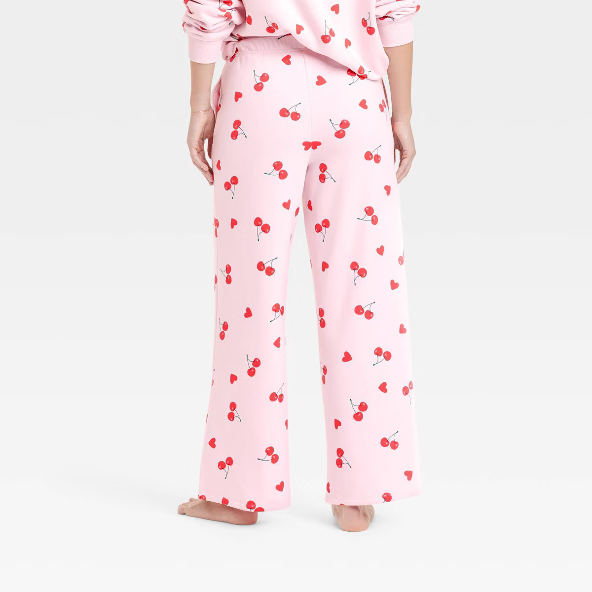 Women's Cherry Hearts Printed Graphic Lounge Pants - Pink 1X | Target