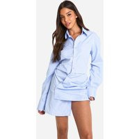 Womens Stripe Assymmetric Shirt Dress - Blue - 10 | boohoo (US & Canada)