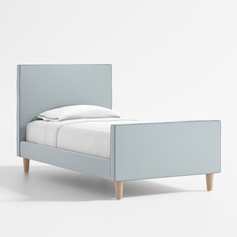 Pipeline Kids Light Blue Twin Upholstered Bed Frame + Reviews | Crate & Kids | Crate & Barrel