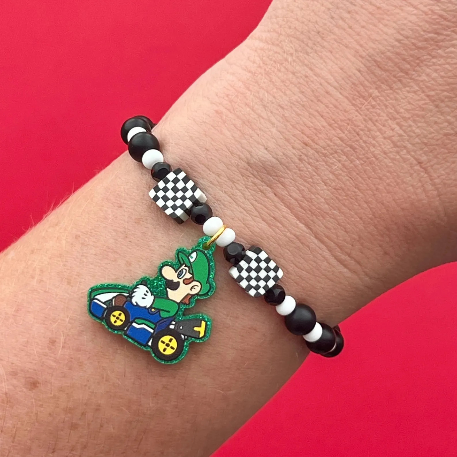 Luigi Racer Mario Kart Midi Bubble Beaded Bracelet | Etsy (Global)