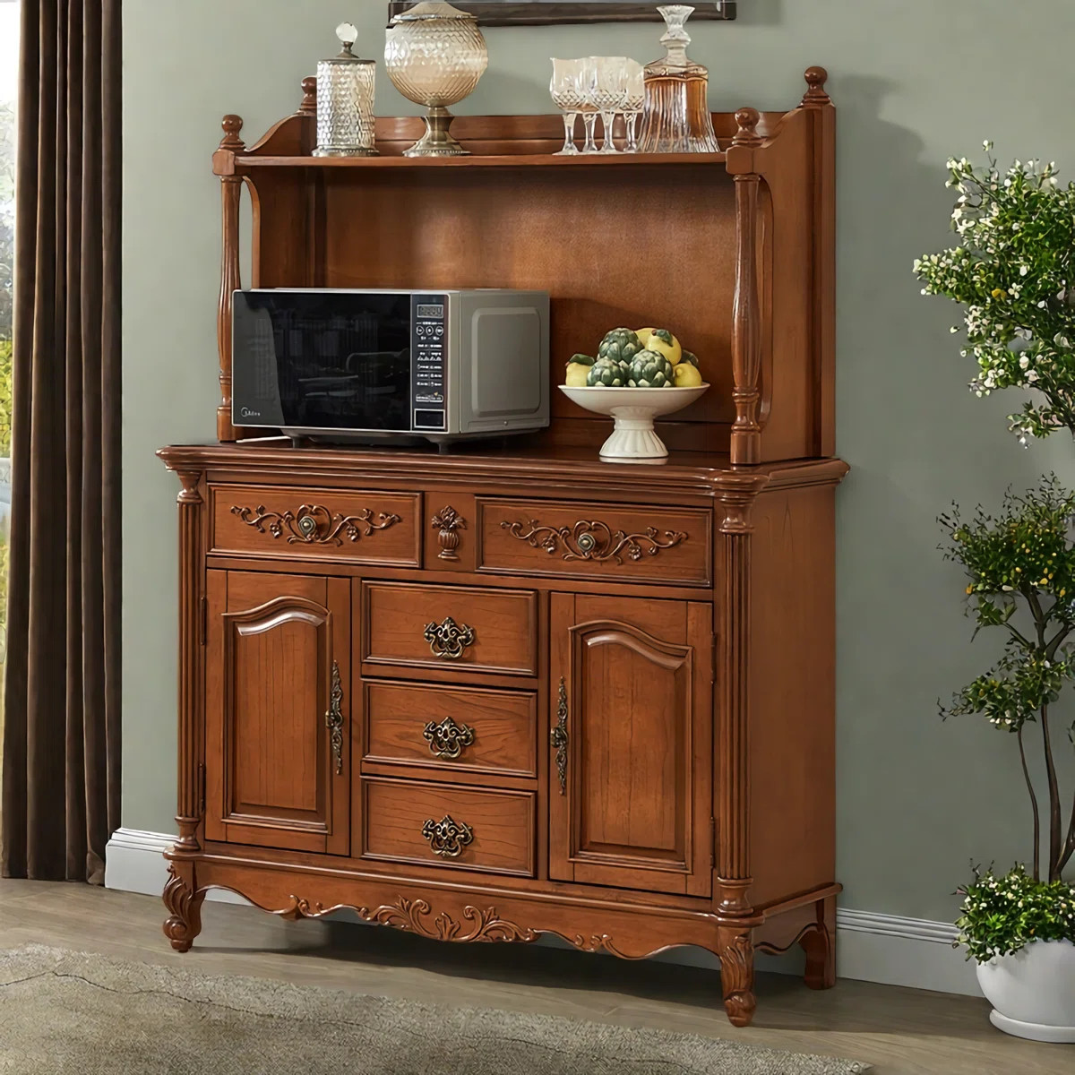 Classic Oak Solid Wood Large Capacity Sideboard | Wayfair North America