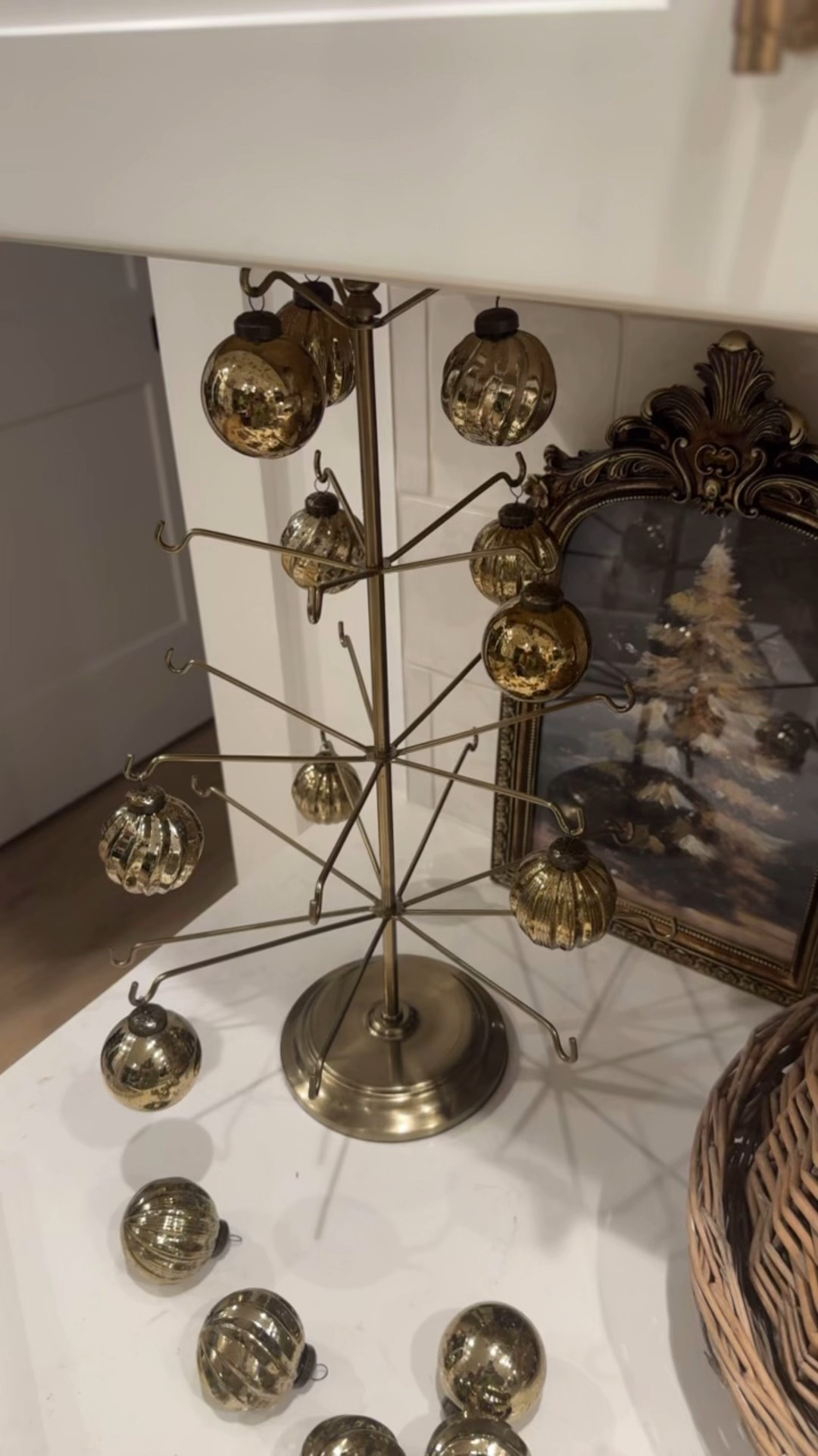 Loving this tree along with these ornaments that I cut off of a garland
. The Garland is from Walmart and the gold tree is from Target! 

#LTKSeasonal #LTKHoliday #LTKHome